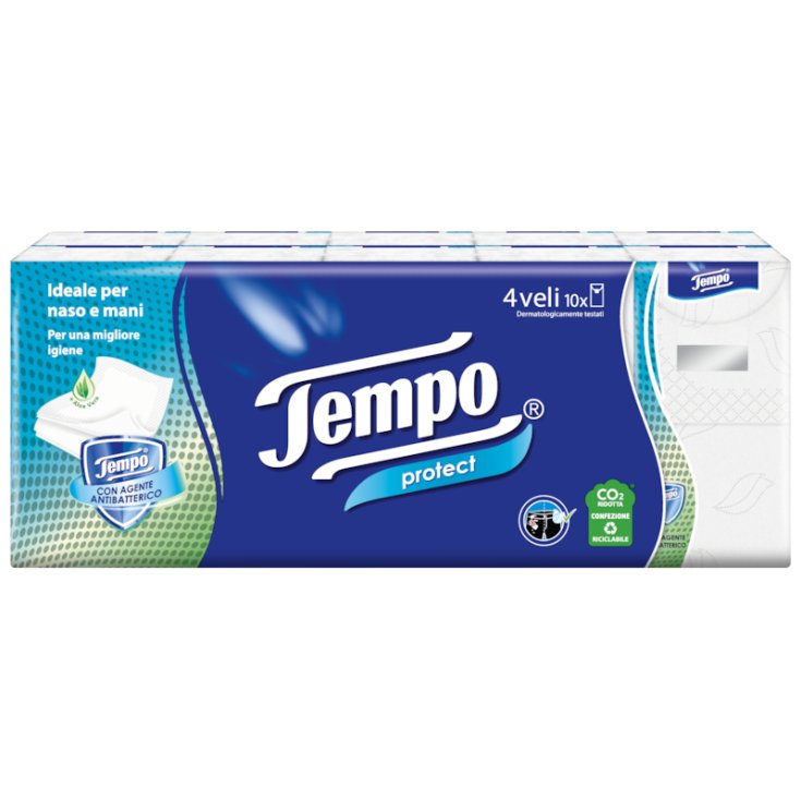 Fazzolettini Con Agente Antibatterico Tempo Protect 10 Pezzi