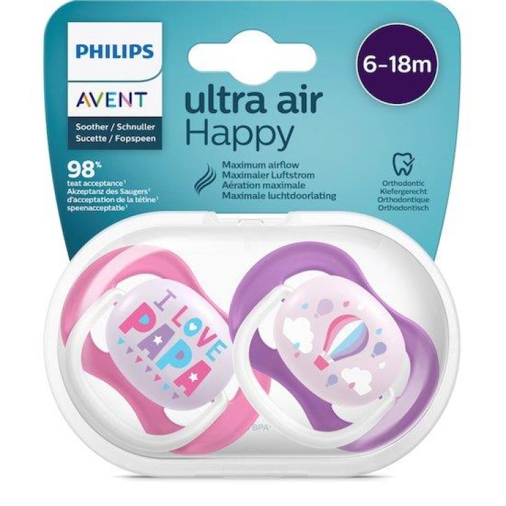 Ultra Air Animals Philips Avent 6-18M 2 Succhietti Fantasia Rosa