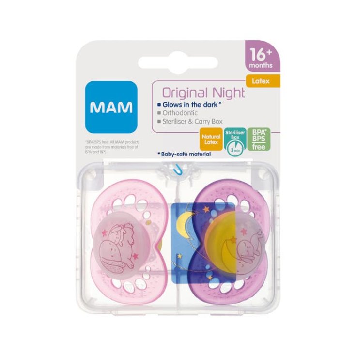 Original Night MAM 16+ Mesi Rosa 2 Succhietti Caucci&ugrave; Rosa