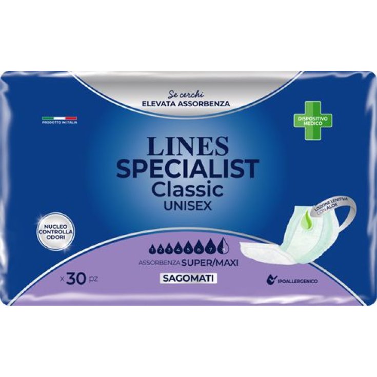 Pannoloni Sagomati Classic Unisex Lines Specialist Taglia Super/Maxi 30 Pannoloni