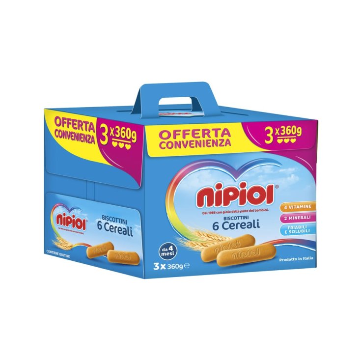 BISCOTTINI 6 CEREALI NIPIOL&reg; 3X360G