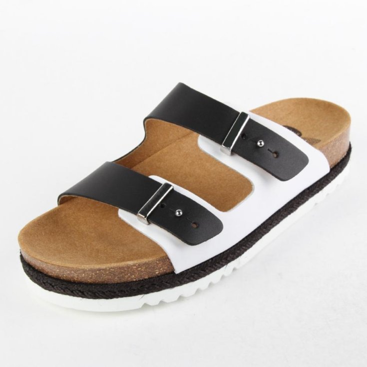 OLYMPE SANDALO IN PELLE DONNA BIANCO/NERO N39 Scholl's&reg;
