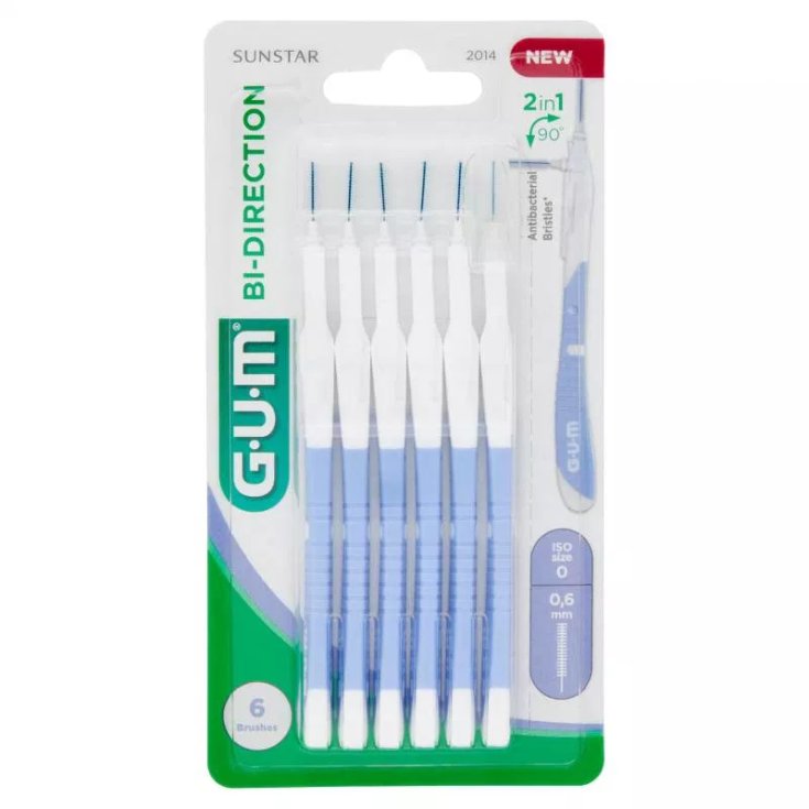 GUM&reg; BI-DIRECTION ISO 0 SCOVOLINO 0,6 MM SUNSTAR 6 PEZZI