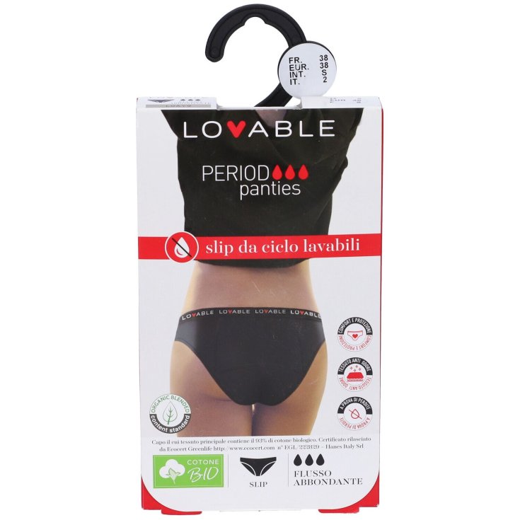 SLIP FLUSSO ABBONDANTE NERO TAGLIA S LOVABLE