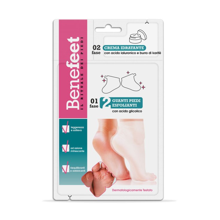 Guanti Piedi Esfolianti + Crema Idratante Benefeet 2 Guanti + 1 Crema