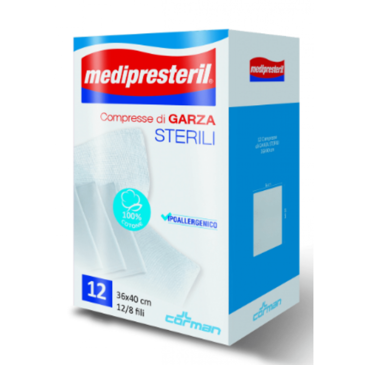 Medipresteril 12/8 Fili 36 x 40cm&nbsp;CORMAN 12 Compresse Garza