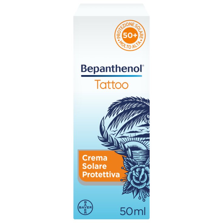 Bepanthenol Tattoo Crema Protezione Solare Molto Alta SPF50+ 50ml x Tatuaggi