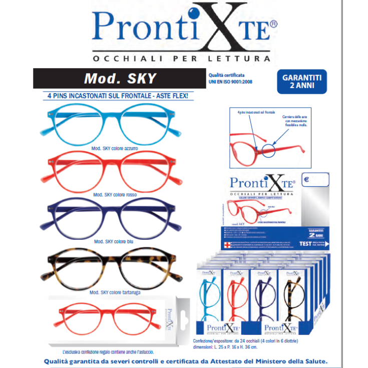 Occhiale da Lettura Modello SKY Blu Pronti X Te +3,00