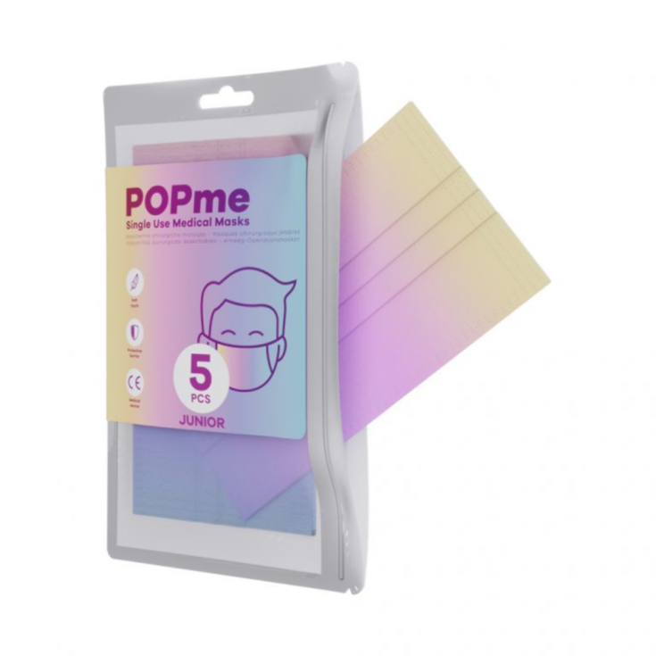 Mascherina Chirurgica Junior Rainbow POPme 5 Pezzi