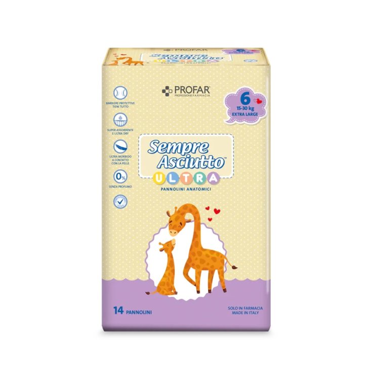 Pannolini&nbsp;Sempre Asciutto Ultra Extra Large Profar Tg 6&nbsp;(15/30Kg) 14 Pezzi