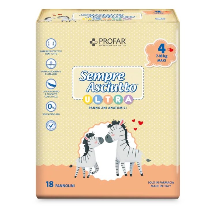 Pannolini&nbsp;Sempre Asciutto Ultra Maxi Profar Tg 4&nbsp;(7/18Kg) 18 Pezzi
