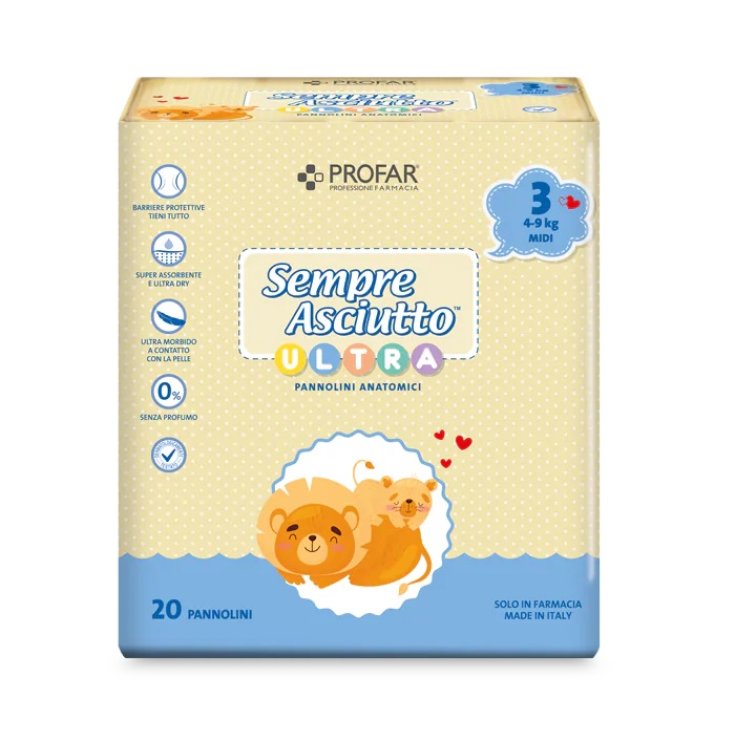 Pannolini&nbsp;Sempre Asciutto Ultra Midi Profar Tg 3&nbsp;(4/9Kg) 20 Pezzi