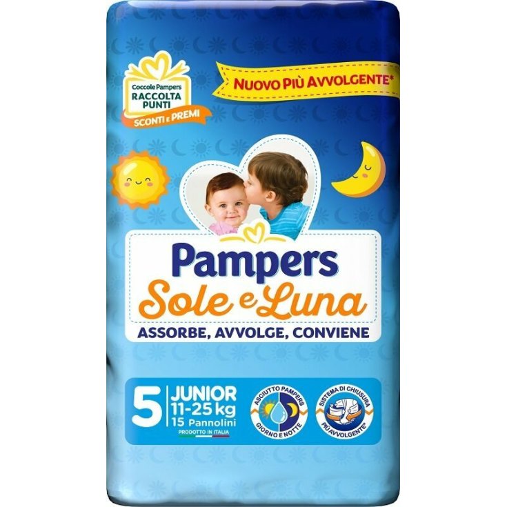 Pannolino &nbsp;Sole & Luna Pi&ugrave; Avvolgente Junior Pampers 15 Pezzi