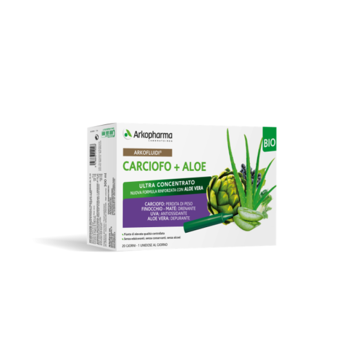 ARKOFLUIDI&reg; Carciofo + Aloe Vera&nbsp;BIO Arkopharma 20 Fiale