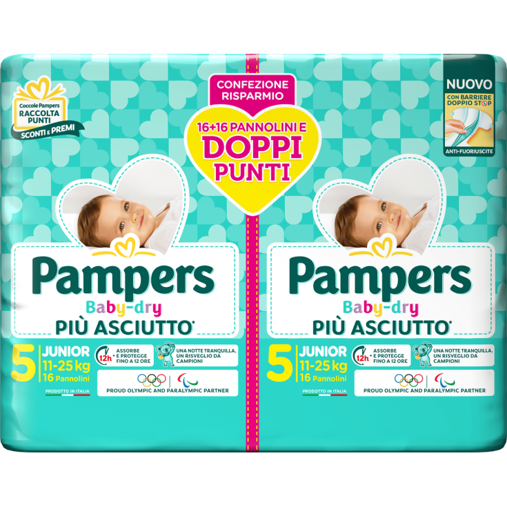 Pannolino Baby Dry Downcount Junior Pampers 32 Pezzi
