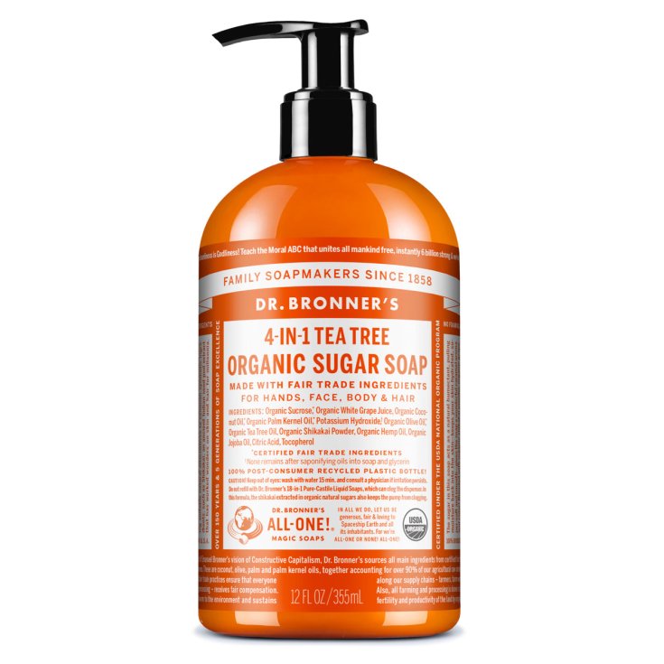 Organic Sugar Soap 4 In 1 Tea Tree Dr. Bronner's 355ml