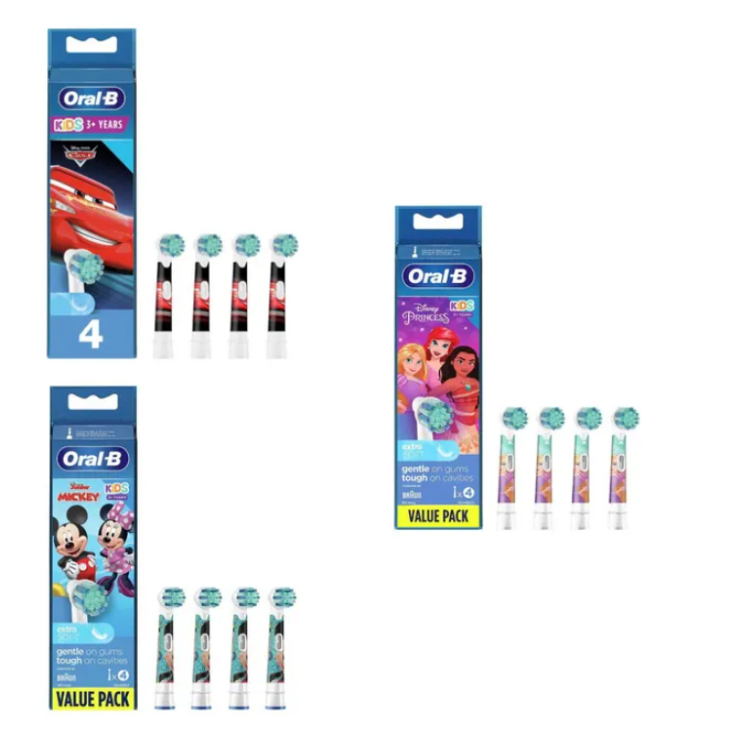 Oral-B Power Refill Cars Mickey Princesses Braun 4 Pezzi