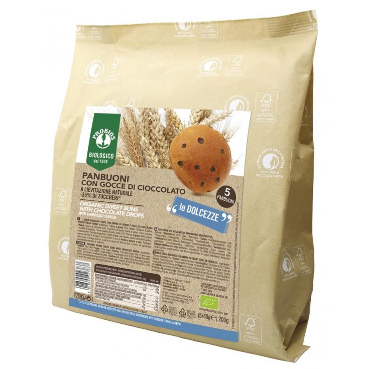Panbuoni&nbsp;con Gocce di Cioccolato Probios 5x40g