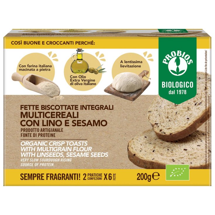 Fette Biscottate Integrali Multicereali Lino E Sesamo Probios 200g