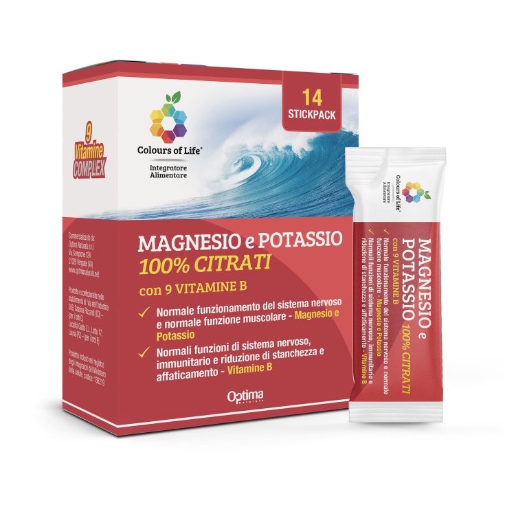 Magnesio e Potassio con 9 Vit.B Colours of Life Optima 14 Stick
