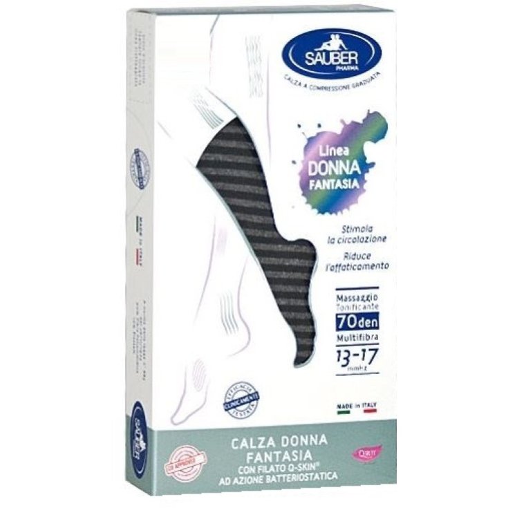 Calza Donna Fantasia 70 Righe Lur Nero Tg.S/M&nbsp;Sauber