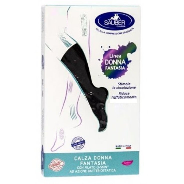 Calza Donna Fantasia 70 Pop Geranio Nero Tg.L-XL&nbsp;