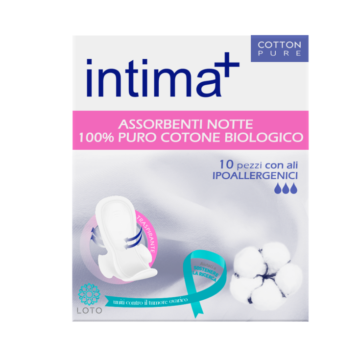 Intima+ Assorbenti Cotone Notte Con Ali 10 Pezzi