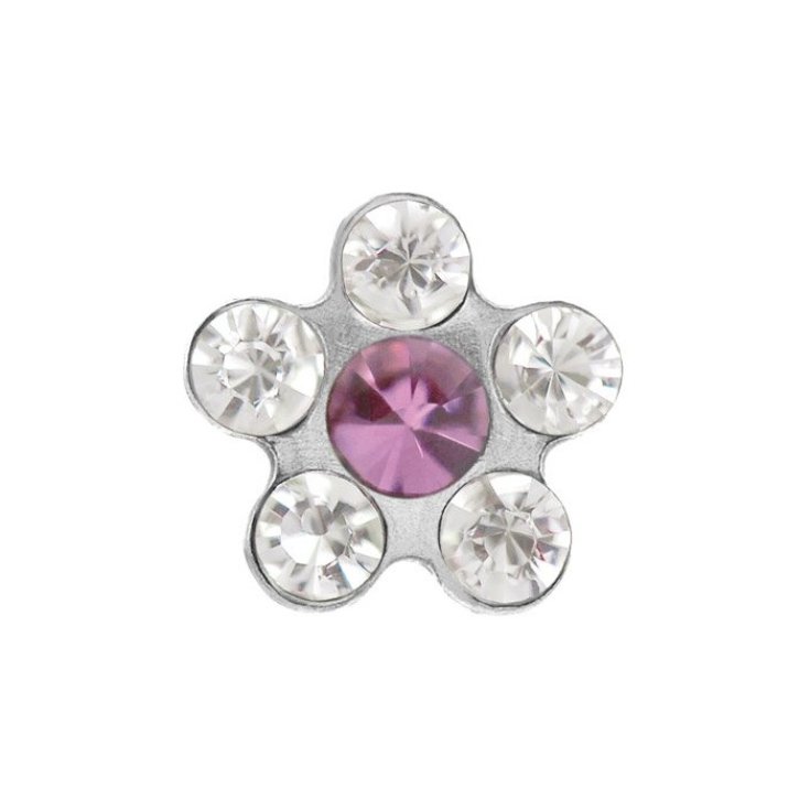 System75 Margherita Cristallo Rosa 5mm Acciaio Studex 2 Pezzi
