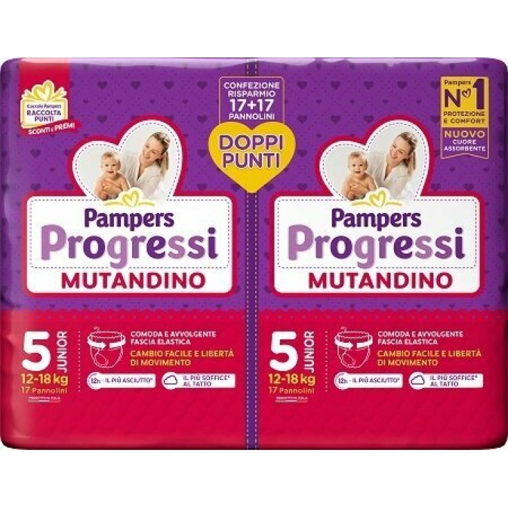 Pampers Progrressi Mutandino Tg.5 Junior Pacco Doppio 34 Pezzi
