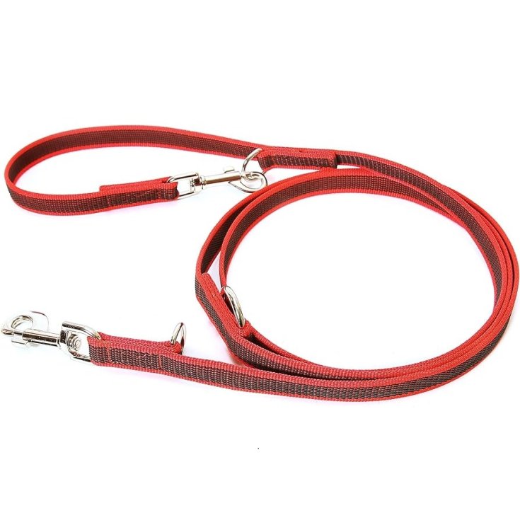 Guinzaglio Doppio Julius K9 Color & Grey - 2 Cm - 2 Mt - Rosso
