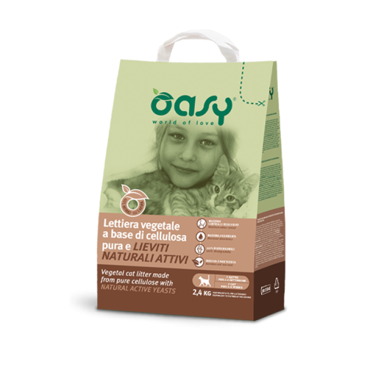 Lettiera Vegetale Cellulosa E Lieviti Naturali Attivi Oasy 2,4kg