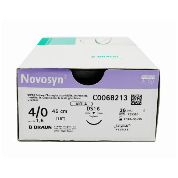 Novosyn&reg; Viola 2/0 (3) 70cm DS30 B. Braun 36 Pezzi