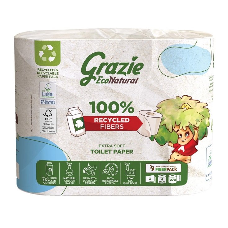 Grazie Natural Carta Igienica 3 Veli - 4 Rotoli Maxi