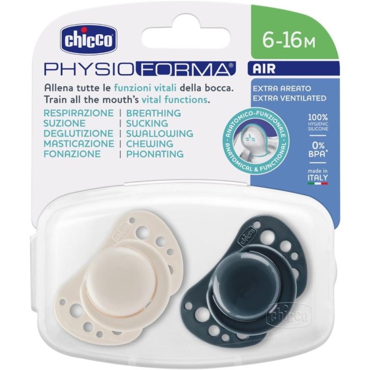 PhysioForma&reg; Air Succhietti Blu Silicone 6-16&nbsp;Chicco&reg; 2 Pezzi