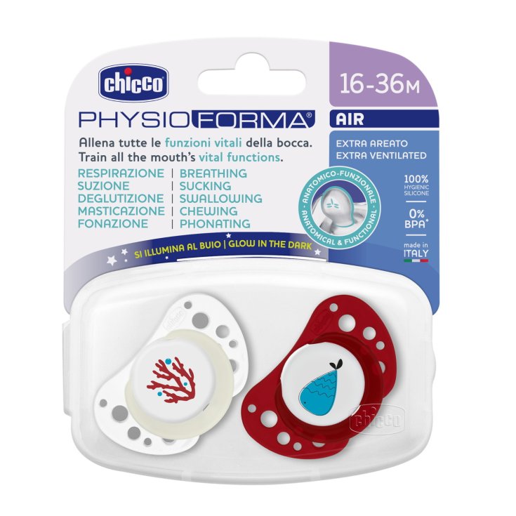 Physioforma&reg; Air&nbsp;Succhietto Luminoso Blu 16-36m Chicco&reg; 2 Pezzi