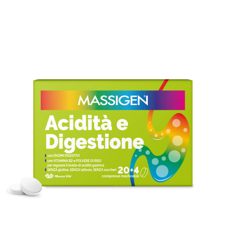 Massigen&reg; Acidit&agrave; E Digestione Marco Viti 24 Compresse Masticabili