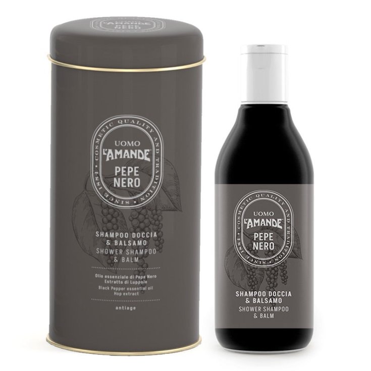 Boite Shampoo Doccia E Balsamo Pepe Nero L'Amande Uomo 250ml