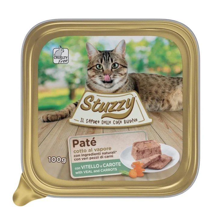 Pat&eacute; Per Gatti Con Vitello/Carote Stuzzy 100g