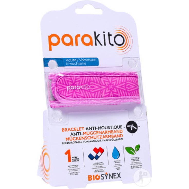 Parakito Braccialetto Antizanzare Graphic Viola Adulti BioSynex 1 Pezzo