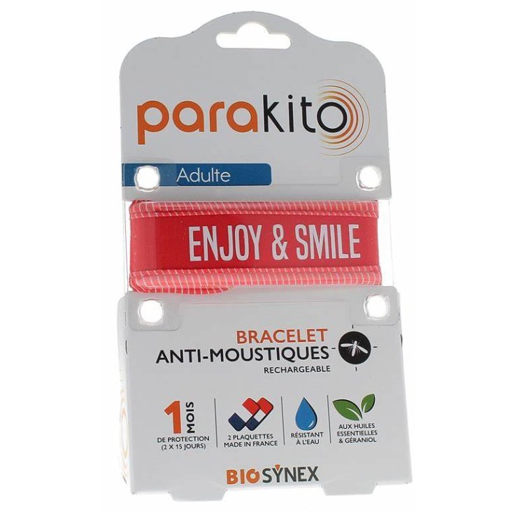 Parakito Braccialetto Antizanzare Good Vibes Rosso Adulti BioSynex 1 Pezzo