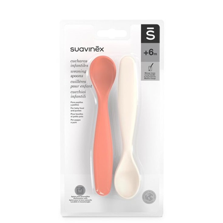 Cucchiai +6M Go Natural Rosa/Bianco Suavinex 2 Pezzi