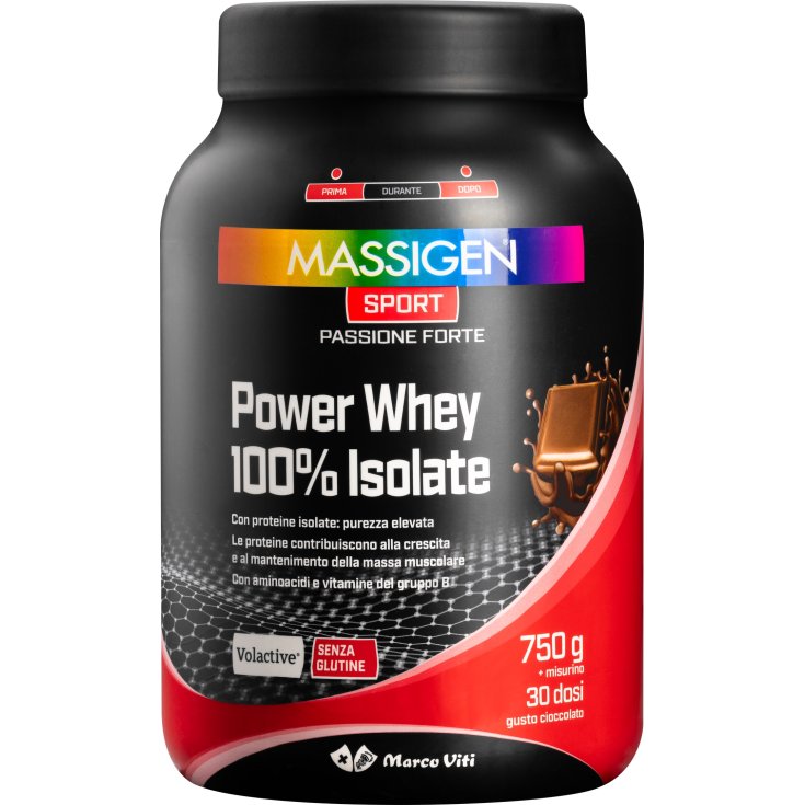 Power Whey 100% Isolate&nbsp;Cioccolato&nbsp;Massigen Sport 750g