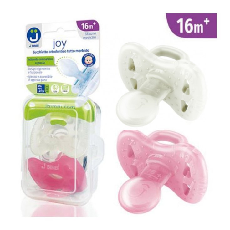 J BIMBI&reg; JOY Succhietti 16m+ Trasparente/Rosa 2 Pezzi