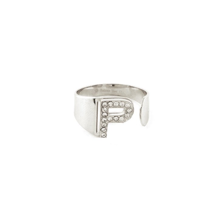 Anello Lettera P Argento&nbsp;Strass Linea ABC MyLovly