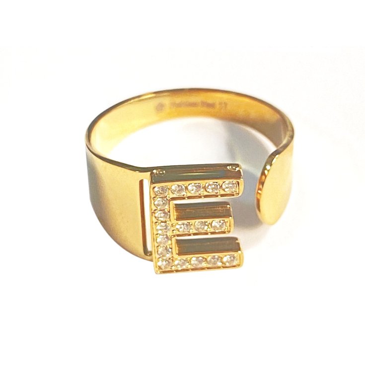 Anello Lettera E&nbsp;Oro Strass Linea ABC MyLovly