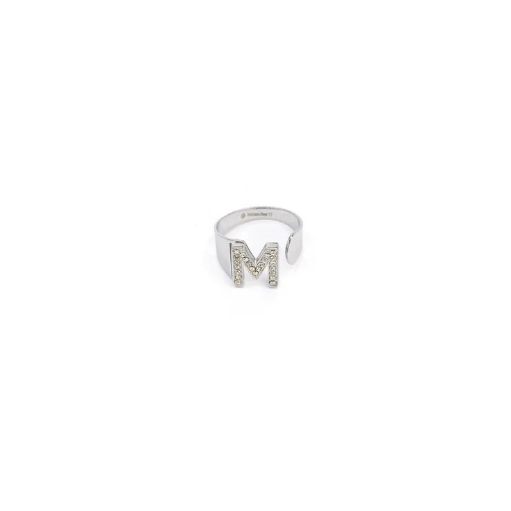Anello Lettera M Argento&nbsp;Strass Linea ABC MyLovly