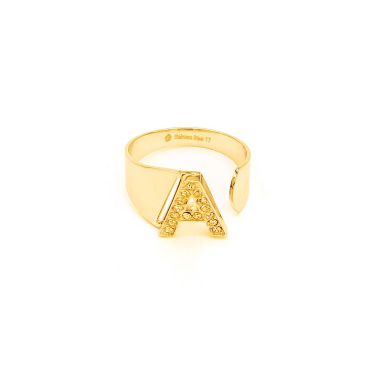 Anello Lettera A&nbsp;Oro Strass Linea ABC MyLovly
