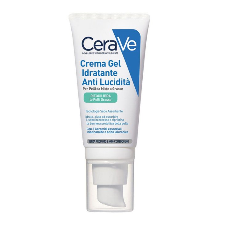 CeraVe Crema Gel Viso Idratante Anti-lucidit&agrave;, Per Pelli da Miste a Grasse, con Tecnologia Sebo Assorbente, 50ml