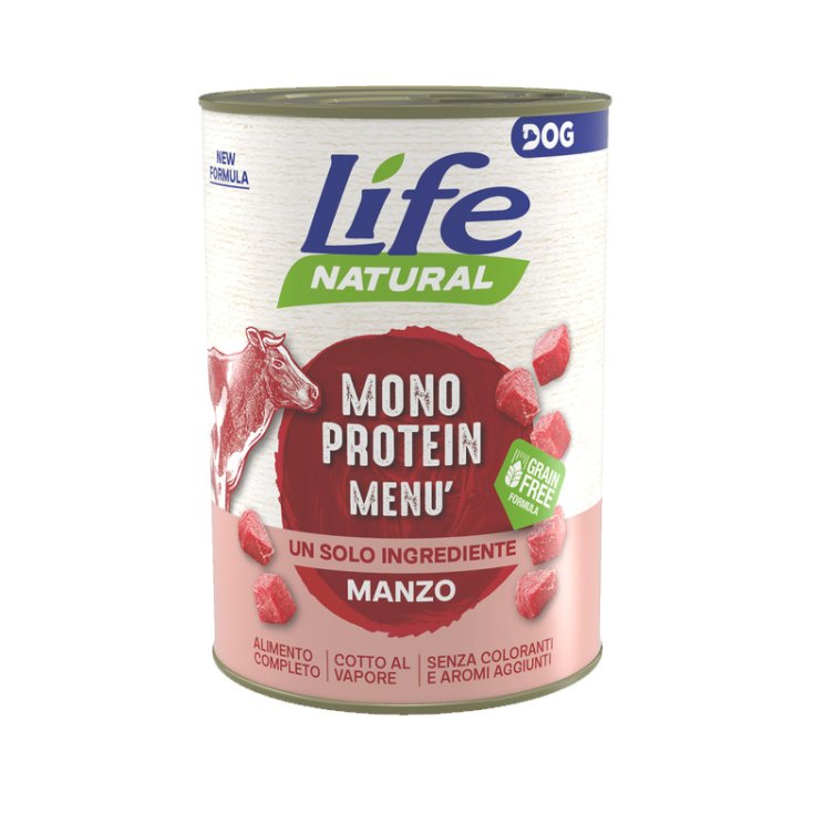 Monoprotein Men&ugrave; Manzo Life Natural 400g