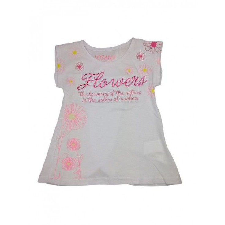 T-shirt Bimba 3 Anni Colore Bianco Rosa Losan 1 Maglietta